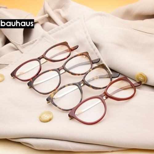 Bauhaus Oversized Clear Lens Glasses Men Women Retro Metal Frame Eyeglasses Transparent Optical Cat Eye Glasses Frames