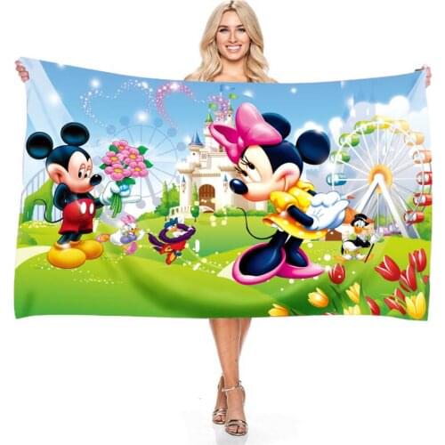 Disney Mickey Minnie Mouse Couples Beach Towel Bathroom Microfiber Rectangular Bath Towel Adult Children Gift Quick-drying Towel