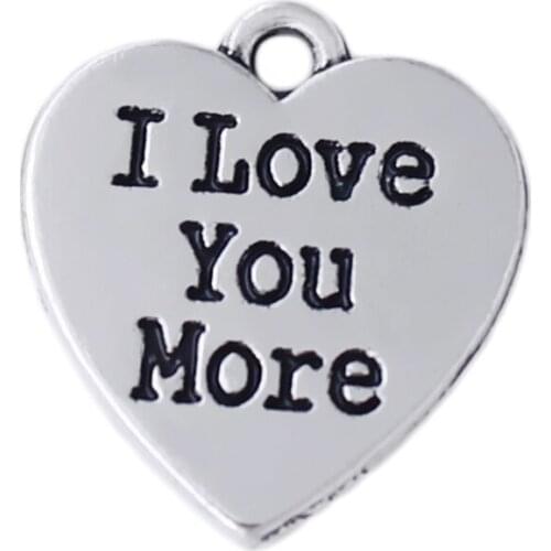 Popular Men and Women Jewelry Heart-shaped Charm Engraving I LOVE YOU MORE Metal Pendant Lovers Gift Accessories