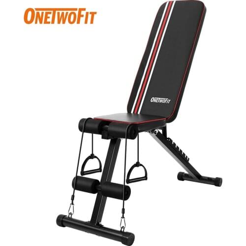 OneTwoFit Muscle Bench Abdominal Foldable Bodybuilding Bench Dumbbells Incline Decline Flat Weight Lifting Fitness Equipment Gym