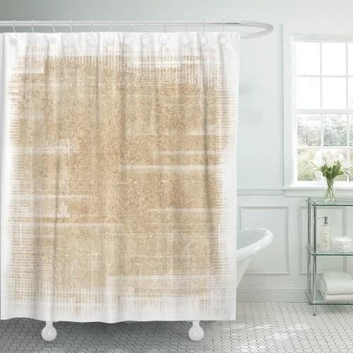 Tan News Old Antique with Grunge Beige Brush Canvas Shower Curtains Waterproof Polyester Fabric 72 x 72 inches with Hooks