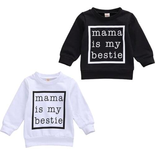 0-24M Newborn Baby Boy Girl Sweatshirt Baby Boy Autumn Spring Black White Letter Print Long Sleeve Tops Sweatshirt