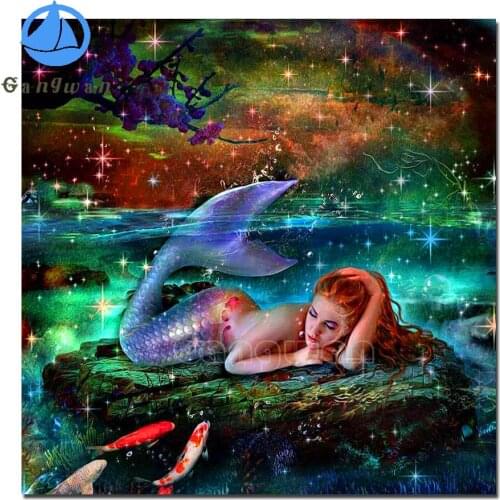 Beautiful Mermaid Diamond Painting Kit Full Square round Diamond Embroidery Sale Animals Cross Stitch Rhinestone Art Hobby Gift