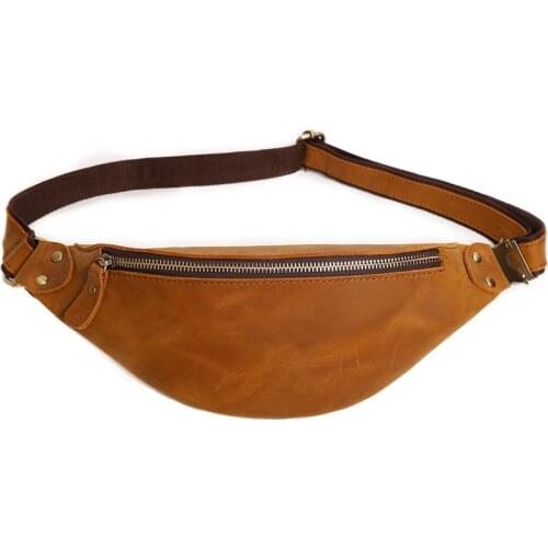 High Quality Man Bag Cow Leather Crossbody Bag Chest Bag Mens Outdoor Sports Mobile Phone Waist Bag Mens Bag Waist Bag