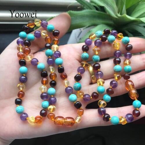 Yoowei Amber Teething Necklace for Baby Adult Certificate Authenticity Gems Natural Amber Stone Necklace Baby Jewelry Wholesale