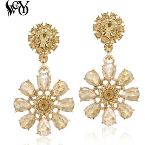 VEYO Round Crystal Earrings For Woman Drop Earrings Trendy High Quality Pendientes Brincos