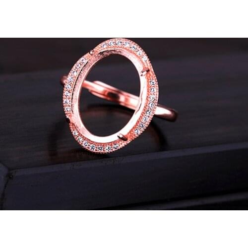 925 Sterling Silver 6x8 7x9 8x10 10x12 12x16 13x17 15x20mm Semi Mount Ring Women Rose Gold Color Wholesale