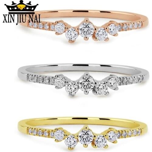 Ustrian rhinestones Korea Fine Ring Bright Micro Inlay Zircon Rings for Women Rose Gold Color Engagement silver 925 jewelry