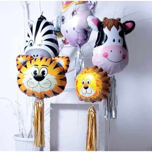 1pcs large Animal Head Balloon monkey Lion Zebra Pig Cow Kangaroo Foil Balloons Birthday Party Decor Zoo Balls Kid Toy