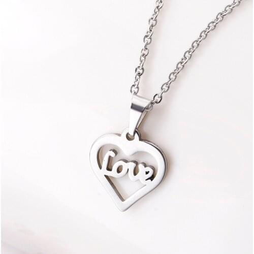 1Pc Fashion New Stainless Steel Necklace,Simple Love Heart Pendant Women Girls Chokers Statement Necklace Lucky Gift
