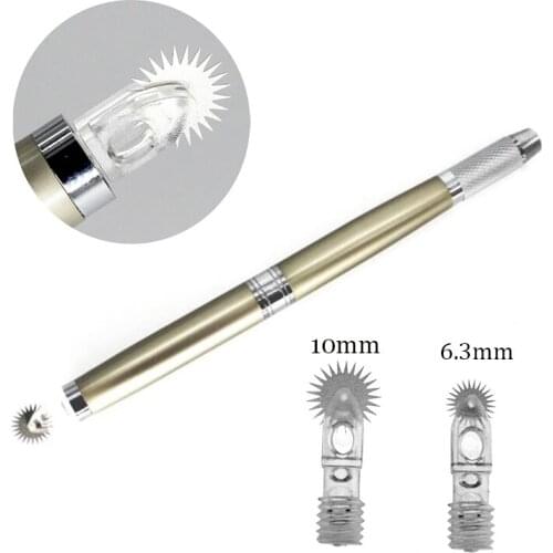10pcs semi permanent makeup disposable microblading needle roller easy color microblading blades for fog eyebrow with one pen