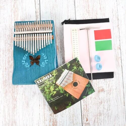 17 Keys kalimba Pattern Acoustic Kalimba Finger Thumb Piano Mbira Solid Mahogany Wood Keyboard with Accessories Set Kit