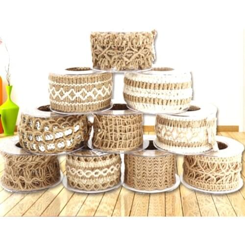2M DIY Craft Vintage Natural Hessian Jute Twine Rope Wedding Party Burlap Ribbon Decor Home Spool Festival Scrapbooking 10Styles