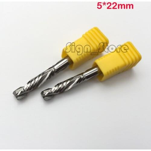 2pcs Up Down Cut 5x22MM Two Double Flute AAA Solid Carbide CNC Router Endmill Compression Wood Tungsten End Milling Cutter Bit