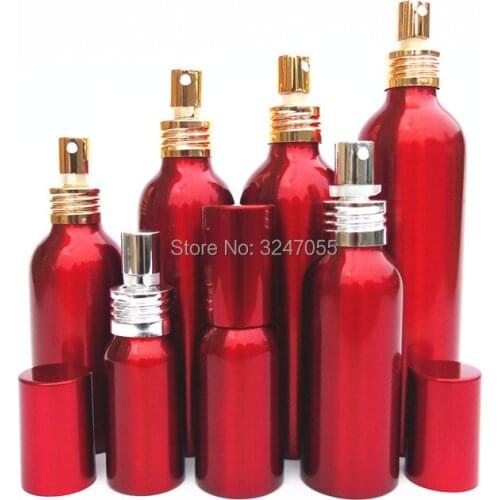30pcs/lot 30ml50ml100ml120ml150ml200ml High Class Empty Aluminum Spray Bottle,DIY Red Elegant Portable Travel Cosmetic Container