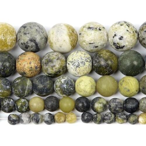 4-12mm Natural Stone Beads Loose Round Frosted Grass Yellowstone Beads For Jewelry Making DIY Charm Bracelet Necklace Handmade