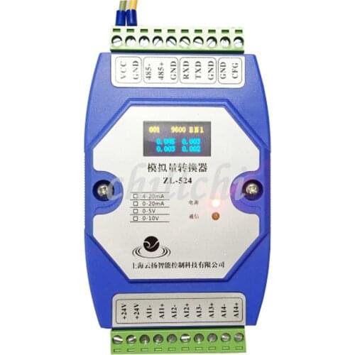 4-20mA to RS485 4 analog input acquisition module 0-10V high precision MODBUS-RTUwith LCD display