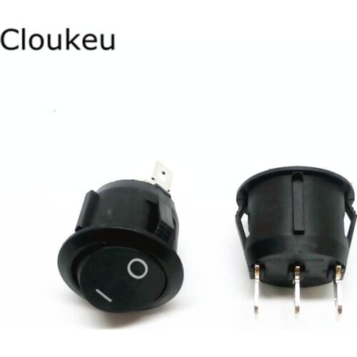 5Pcs 20MM Rocker Switch Round Black KCD1-105 3Pin 2File Seesaw Power switch 6A250V
