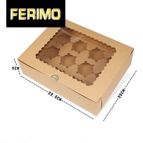 5pc Cupcake Muffin Box With Window Kraft Paper Cake Box Pudding Dessert Macaron Baking Box Wedding Christmas Gift Packaging