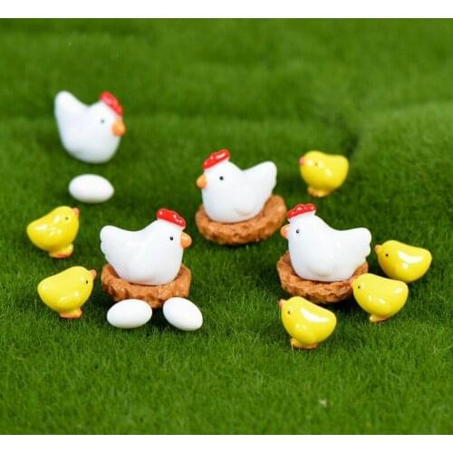 6pcs Mini Resin doll Chicken Eggs Miniature landscape toy Bonsai Decorations gift