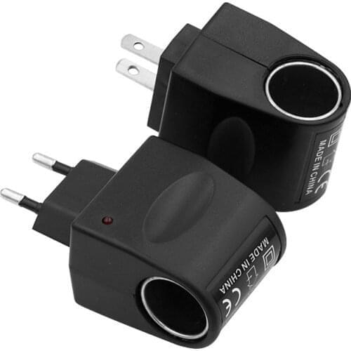 12V 500mA 6W EU US Plug Car Cigarette Lighter Power Adapter charger AC 220V Black Converter High Quality Automobile Accessories