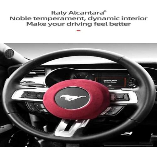 Alcantara Mustang Steering Wheel Flipped fur airbag cover Mustang square disc modified interior trim stickers