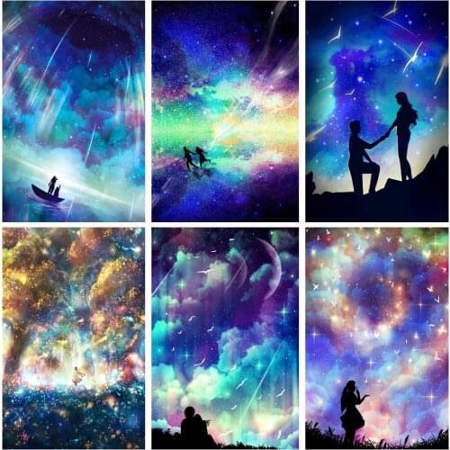 DIY Diamond Painting Starry Sky scenery 5D Full Square/Round Drill Diamond Embroidery Rhinestone Landscape Mosaic Wall Art Gift