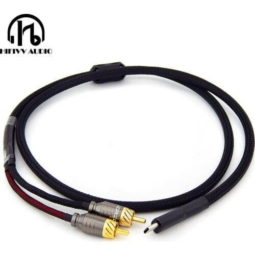 Hifi tpye C to RCA Audio Cable USB Type-C to 2 RCA Cable for Speaker Home Theater TV