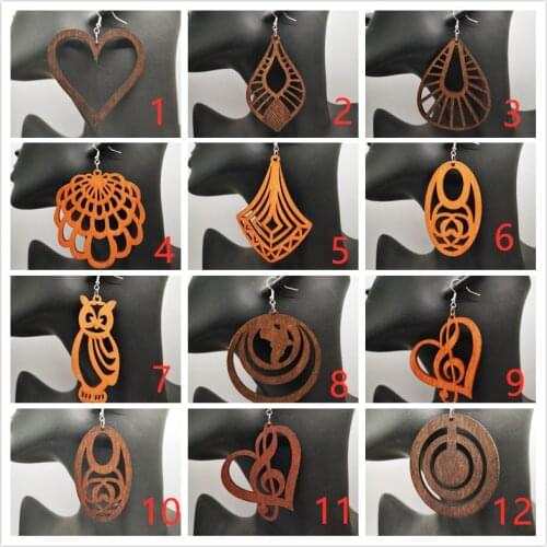 Free Shipping! 7 pairs /lot!! Laser cut Wooden Earrings