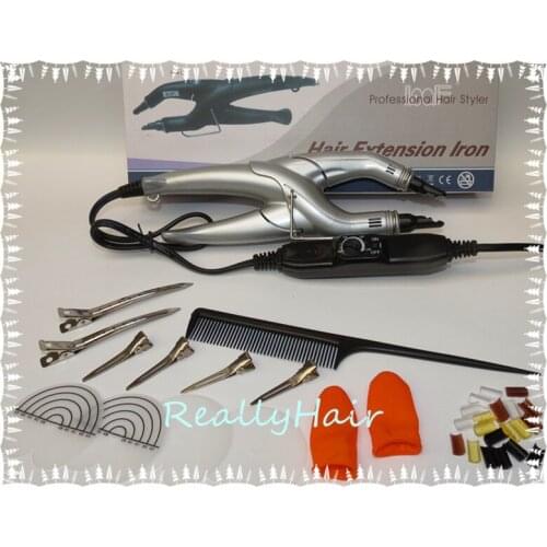 Free shipping Slivery Loof Hair Extension Fusion Iron L-668-Control Hair Extension Tool Kits only EU plug