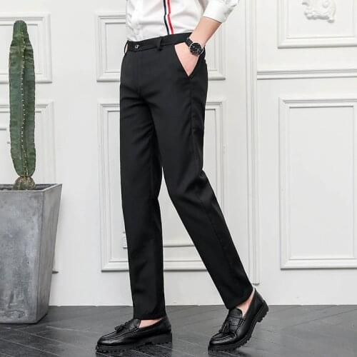 Mens Suit Pants Casual Slim-Fit Trousers Men Office Pants Blue Male Dress Pants Pantalon De Vestir Hombre Khaki Black Business