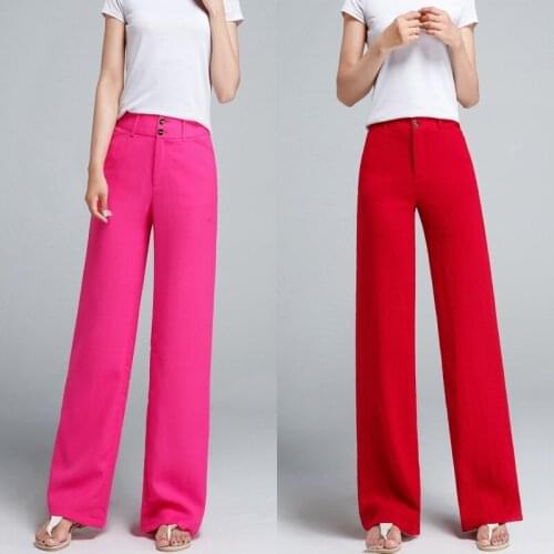 Summer new Female high waist Straight pants breathable cotton and linen casual pants wide leg trousers women wide leg pants