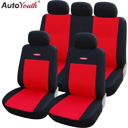 Red Unique Flat Cloth Car Seat Cover with Detachable Headrests Back With Three Zippers for lada Toyota Car Interior Accessories