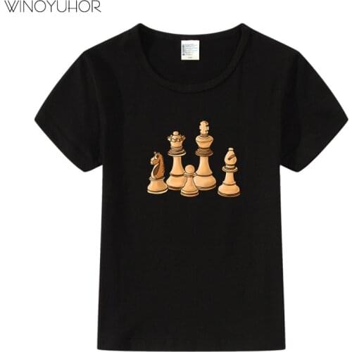 Chess Print Children T-shirts Kids Summer Fashion Short Sleeve Tees Boys Girls Casual O-neck Tops Baby Clothing