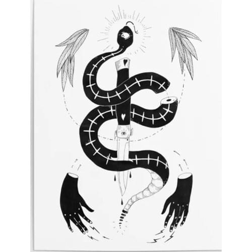 Home Decor Snake Canvas Paintings Modular Taoism Pictures Modern Printed Black White Poster For Living Room Wall Art No Framed