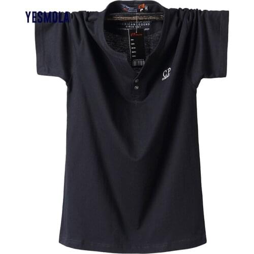 YESMOLA Men T Shirt Solid Color Oversized Shirts Design V-neck T-shirt Cotton Casual Classic Mens Clothing Tops Tee Shirt