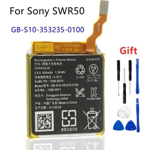 GB-S10-353235-0100 Original Replacement Smart Watch Battery For SONY GB-S10 SmartWatch 3 SW3 SWR50 3SAS S10 420mAh + Free Tools