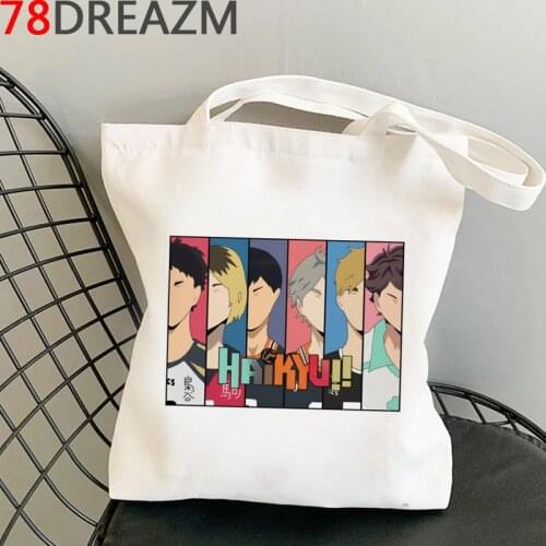 Haikyuu shopping bag reusable bolsa bolso canvas cotton tote bag fabric shoping sac toile