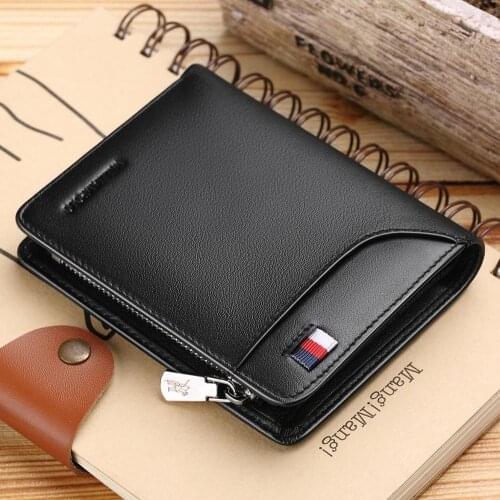 WilliamPOLO Men Wallet Short Credit Card Holder Genuine Leather Multi Card Case Organizer Purse with Zipper Pocket Portable