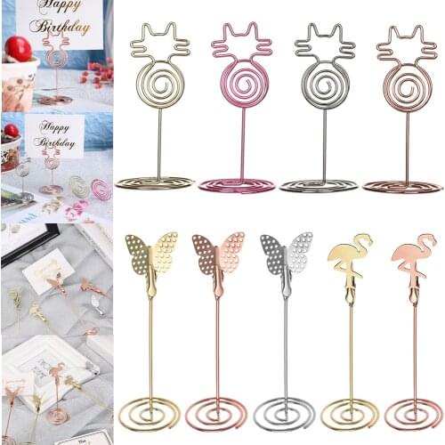 Creative Cool Wedding Party Desktop Decoration Place Card Metallic Cute Cat Shape Photo Clip Table Number Stand Mat Paper Clamp