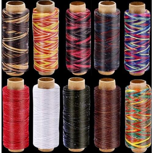 MIUSIE 10 Pcs Durable Leather Waxed Thread Tools Cord for DIY Handicraft Tool Hand Stitching Thread Flat Waxed Sewing Line