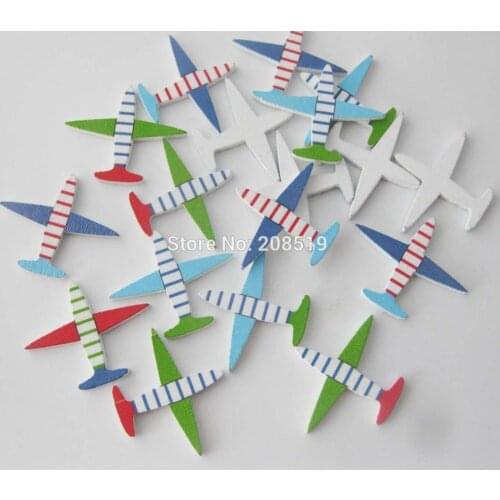 WBNNWL Airplane shape wood flatback buttons for Handmade DIY craft 100 pieces decorative stuff