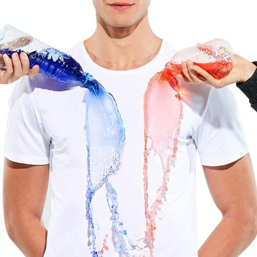 Men Short Sleeves T-shirts Waterproof Antifouling Fast Dry Breathable Solid Color Tops