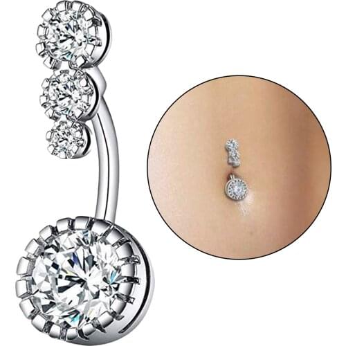 Novelty Navel Belly Button Rings Bar Crystal Drop Round Dangle Jewelry