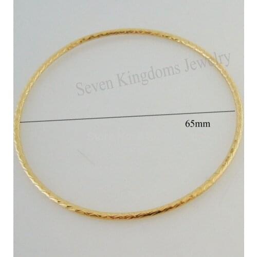 MIN ORDER10$/FREE SHIPPING/NEW CARVED BANGLE 2MM WIDTH - YELLOW GOLD GP CLOSED SIZE 65MM 2.56"/GREAT GIFT