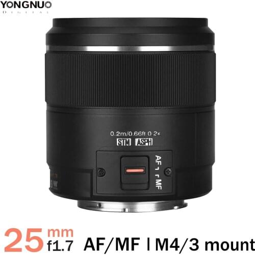 YONGNUO YN25mm F1.7M M4/3 Mount Camera Lens Large Aperture AF/MF Standard Prime Lens For Panasonic Olympus G95 GF9 GX9
