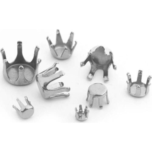 100pcs/Lot Stainless Steel Round Blank Claw Setting Base Clasps Rhinestone Crystal Beads Setting Base For Jewelry Making