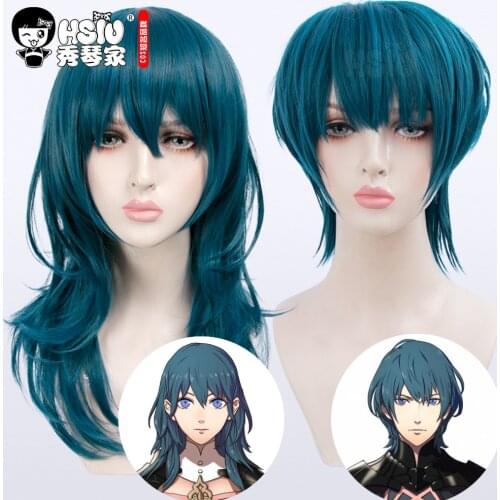 HSIU Fire Emblem Three Houses Wig Byleth Long Deep lake blue Male and female Long Short Cosplay wig