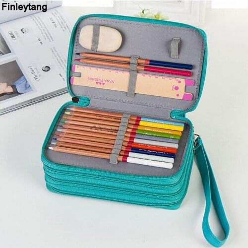 Pencil Box For School Large Capacity Pu Pencil Case 72 Color Touch Curtain Student Pencil Bag Stationery Box Suit Delivery Art