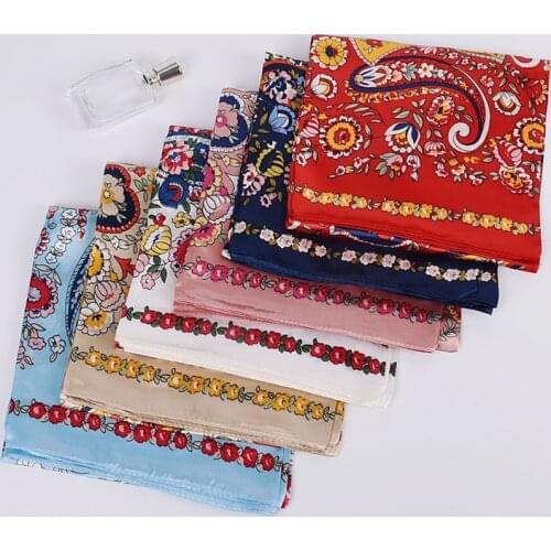Fashion Silk Satin Hijab Scarf For Women Paisley Print Bandana Kerchief Hair Scarfs Female Square Shawls Neck Scarves For Ladies